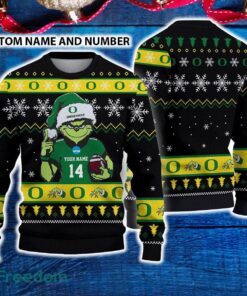 Oregon Ducks 3D Ugly Christmas Sweater Grinch Funny Custom Number And Name