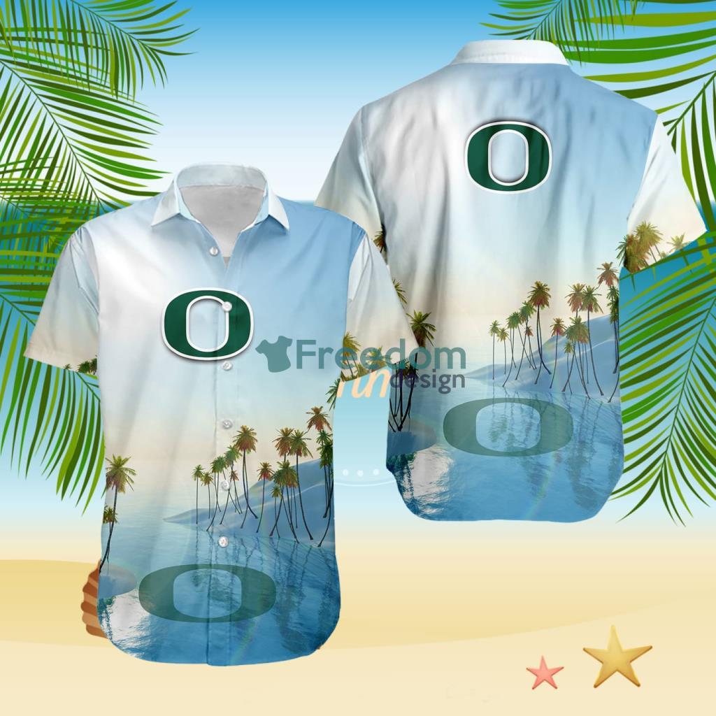 Oregon Ducks NCAA Tropical Beach Blue Hawaiian Shirt image Oregon Ducks NCAA Tropical Beach Blue Hawaiian Shirt Product Photo 1