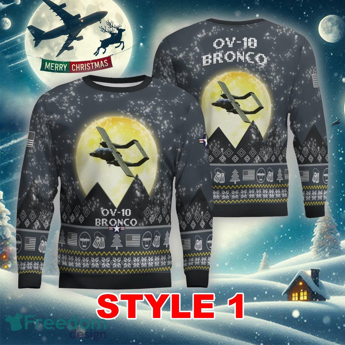 OV-10 Bronco OV10 Aircraft Moonlight Multi Color Ugly Christmas 3D Sweater Gift For Adult - OV-10 Bronco OV10 Aircraft Moonlight Ugly Christmas Sweater_1