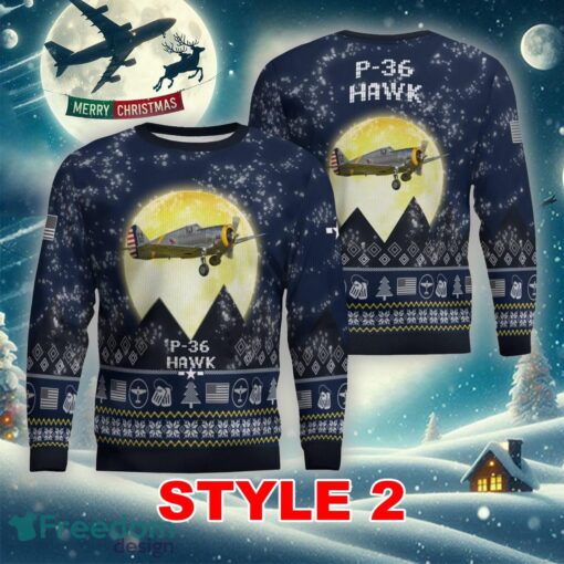 P-36 Hawk P36 Aircraft Moonlight Multi Color Ugly Xmas Sweater Gift Holidays - P-36 Hawk P36 Aircraft Moonlight Ugly Christmas Sweater_11