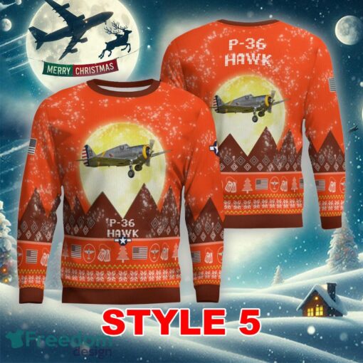 P-36 Hawk P36 Aircraft Moonlight Multi Color Ugly Xmas Sweater Gift Holidays - P-36 Hawk P36 Aircraft Moonlight Ugly Christmas Sweater_41