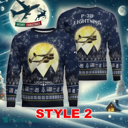 P-38 Lightning P38 Aircraft Moonlight Multi Color Knitted Christmas Sweater Gift For Adult - P-38 Lightning P38 Aircraft Moonlight Ugly Christmas Sweater_11