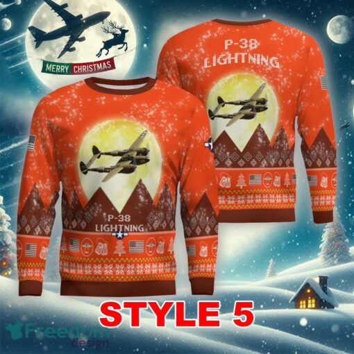 P-38 Lightning P38 Aircraft Moonlight Multi Color Knitted Christmas Sweater Gift For Adult - P-38 Lightning P38 Aircraft Moonlight Ugly Christmas Sweater_41