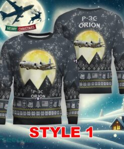 P-3C Orion P3C Aircraft Moonlight Multi Color Ugly Christmas Sweater Gift For Adult - P-3C Orion P3C Aircraft Moonlight Ugly Christmas Sweater_1