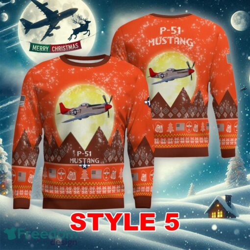 P-51 Mustang P51 Aircraft Moonlight Multi Color Ugly Xmas 3D Sweater Gift For Adult - P-51 Mustang P51 Aircraft Moonlight Ugly Christmas Sweater_41