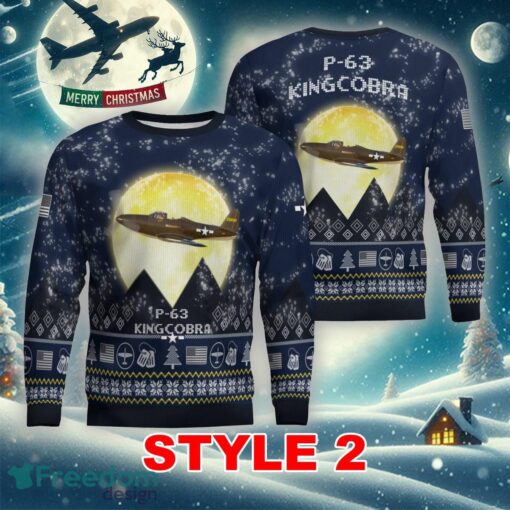 P-63 Kingcobra P63 Aircraft Moonlight Multi Color Knitted Christmas Sweater Gift For Men And Women - P-63 Kingcobra P63 Aircraft Moonlight Ugly Christmas Sweater_11