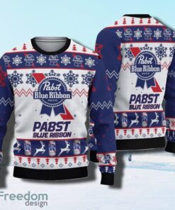 Pabst Blue Ribbon Beer Knitted Ugly Christmas Sweater
