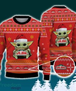Papa John’s Pizza Baby Yoda Santa Hat Funny Brands Logo 3D Sweater For Men Women Fans Gift Christmas