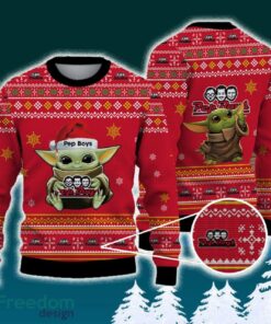 Pep Boys Baby Yoda Santa Hat Funny Brands Logo 3D Sweater For Men Women Fans Gift Christmas