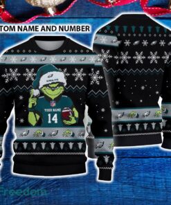 Philadelphia Eagles 3D Ugly Christmas Sweater Grinch Funny Custom Number And Name