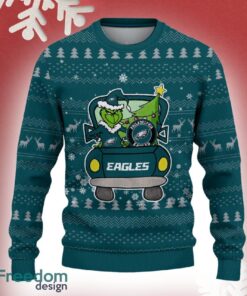Philadelphia Eagles Grinch Driving Funny 3D Ugly Christmas Sweater For Men Women