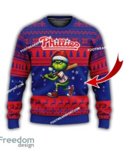 Philadelphia Phillies Grinch Style Knitted Christmas Sweater AOP Gift For Adult
