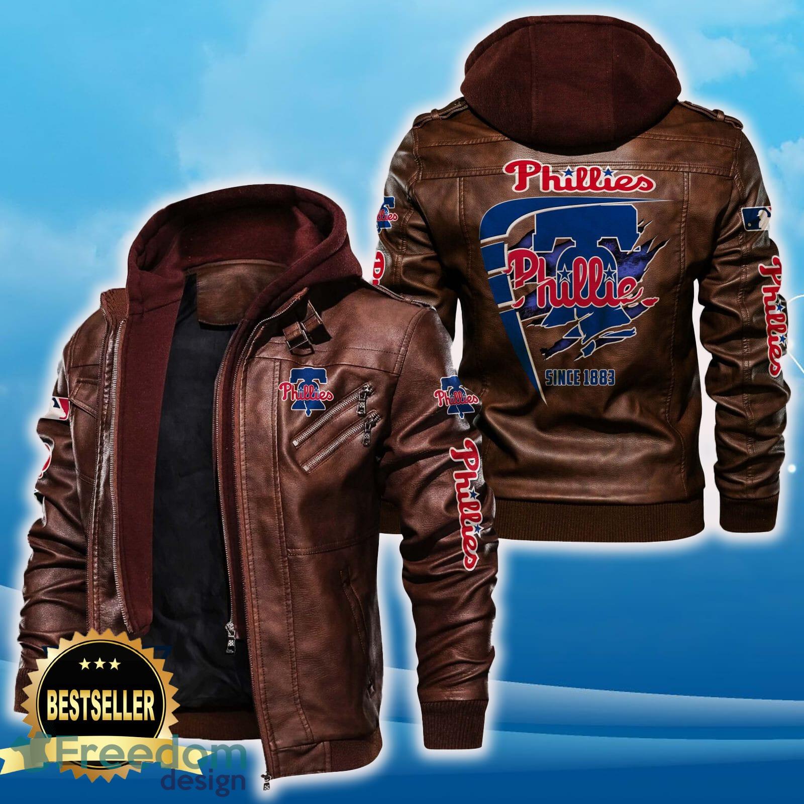 Philadelphia Phillies Leather Jacket Black And Brown Color For Men And Women Gift Fans All OVer Print Gift Fans image Philadelphia Phillies Leather Jacket Black And Brown Color For Men And Women Gift Fans All OVer Print Gift Fans - Philadelphia Phillies Leather Jacket_2