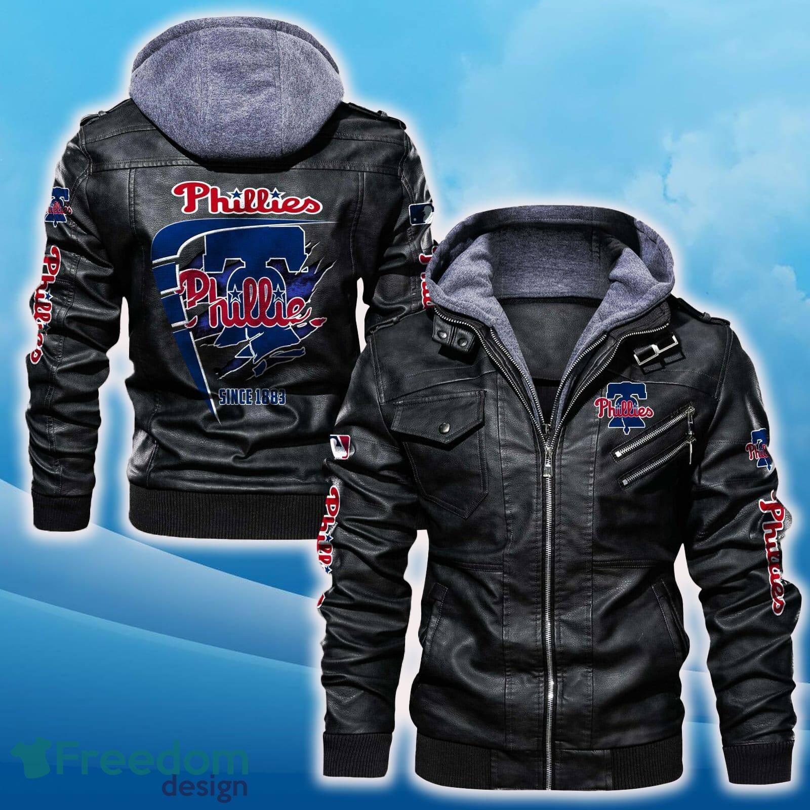 Philadelphia Phillies Leather Jacket Black And Brown Color For Men And Women Gift Fans All OVer Print Gift Fans image Philadelphia Phillies Leather Jacket Black And Brown Color For Men And Women Gift Fans All OVer Print Gift Fans - Philadelphia Phillies Leather Jacket_1
