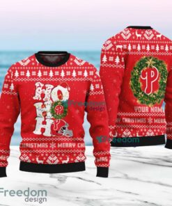 Philadelphia Phillies MLB Custom Name Christmas Wreath Ugly Sweater Christmas For Fans