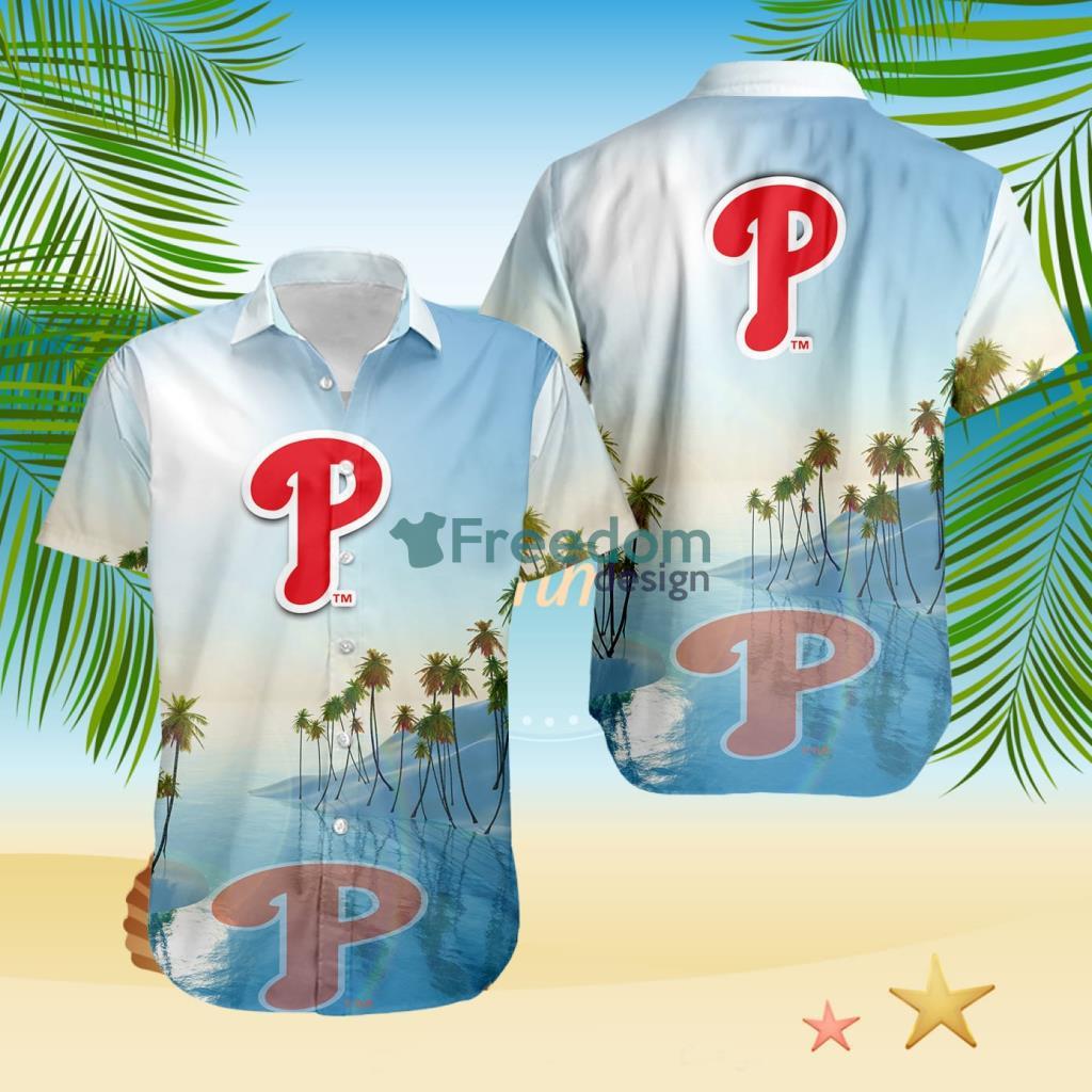 Philadelphia Phillies Tropical Beach Blue Hawaiian Shirt image Philadelphia Phillies Tropical Beach Blue Hawaiian Shirt Product Photo 1