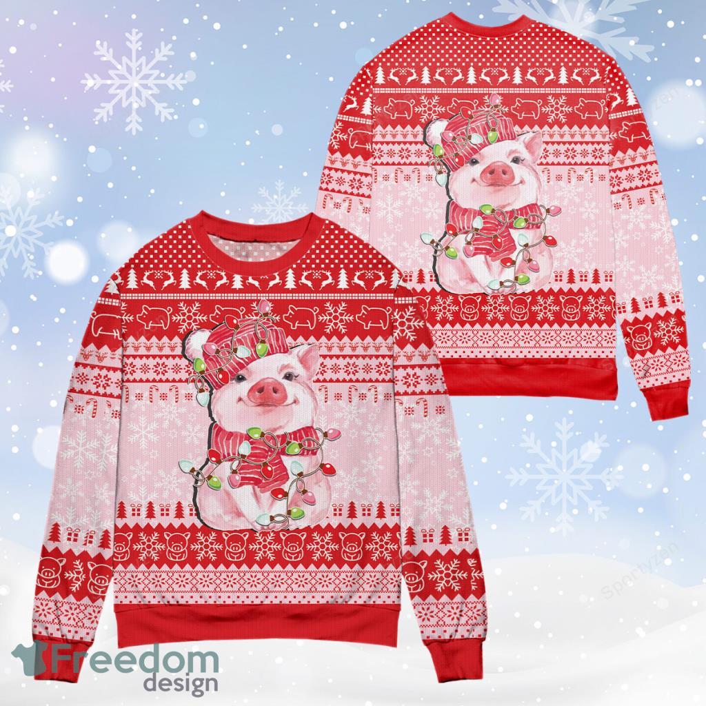 Pig So Cute Farmer Christmas Pink Christmas Ugly Sweater 3Dl image Pig So Cute Farmer Christmas Pink Christmas Ugly Sweater 3Dl Product Photo 1