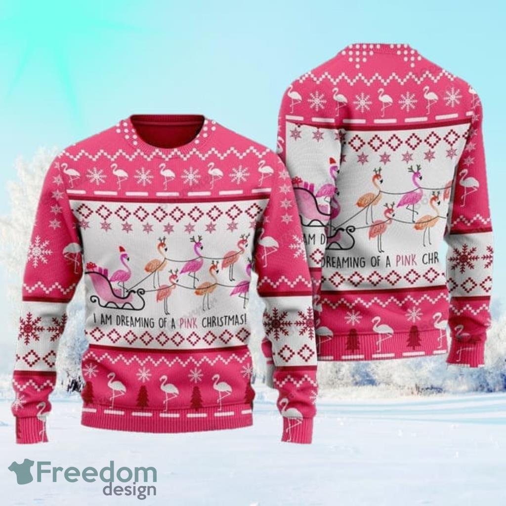 Pink Christmas Flamingo Santan Ugly Christmas Sweater For Men And Women image Pink Christmas Flamingo Santan Ugly Christmas Sweater For Men And Women Product Photo 1