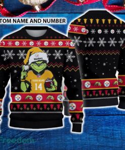 Pittsburgh Steelers 3D Ugly Christmas Sweater Grinch Funny Custom Number And Name