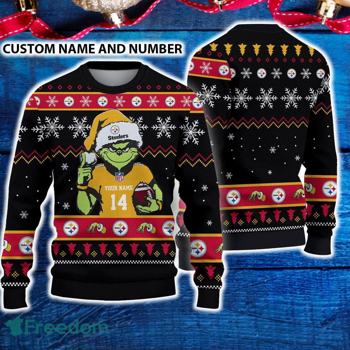 Pittsburgh Steelers 3D Ugly Christmas Sweater Grinch Funny Custom Number And Name image Pittsburgh Steelers 3D Ugly Christmas Sweater Grinch Funny Custom Number And Name - Pittsburgh Steelers 3D Ugly Christmas Sweater Grinch Funny Custom Number And Name