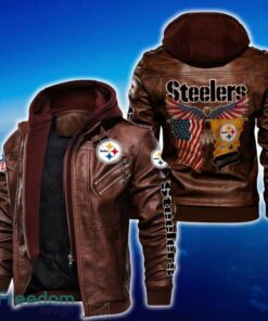 Pittsburgh Steelers NFL Eagle 2D Leather Jacket Black And Brown Color - Pittsburgh Steelers NFL Eagle Leather Jacket_2