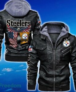 Pittsburgh Steelers NFL Eagle 2D Leather Jacket Black And Brown Color