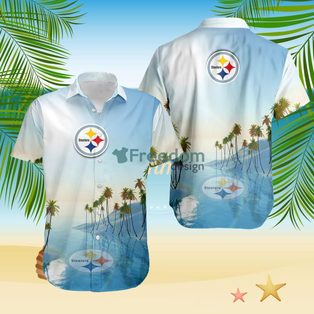 Pittsburgh Steelers Tropical Beach Blue Hawaiian Shirt image Pittsburgh Steelers Tropical Beach Blue Hawaiian Shirt Product Photo 1