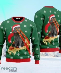 Pizza Cat With Laser Eyes Ugly Christmas Sweater For Men And Women