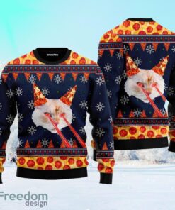 Pizza Cat With Laser Eyes Ugly Christmas Sweater V2 For Men And Women