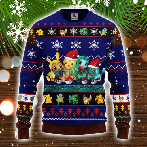 Pokemon Cute Noel Mc Ugly Christmas Sweater Blue 1 Amazing Gift Idea Christmas Gift Product Photo 1