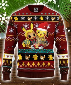 Pokemon Cute Noel Mc Ugly Christmas Sweater Brown Red 1 Amazing Gift Idea Christmas Gift Product Photo 1