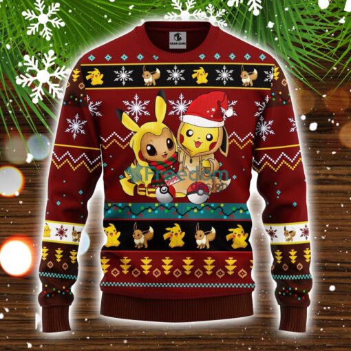 Pokemon Cute Noel Mc Ugly Christmas Sweater Brown Red 1 Amazing Gift Idea Christmas Gift Product Photo 1