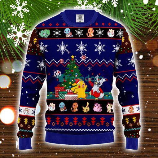 Pokemon Ugly Christmas Sweater Tree Blue 2 Amazing Gift Idea Christmas Gift Product Photo 1