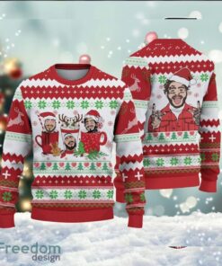 Post Malone Coffee Cups Ugly Christmas Sweater