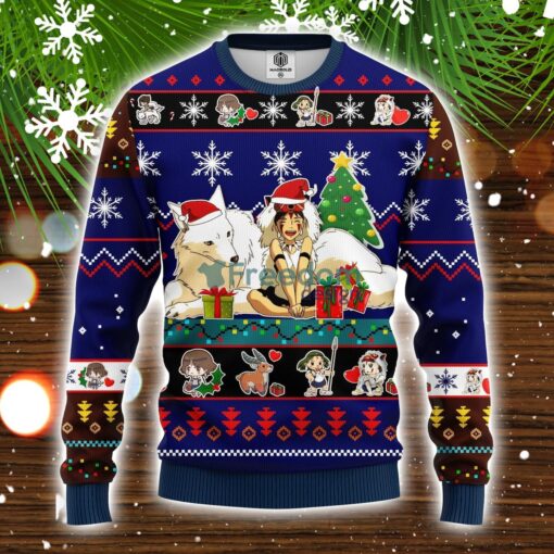 Princess Mononoke Ugly Christmas Sweater Blue 1 Amazing Gift Idea Christmas Gift Product Photo 1