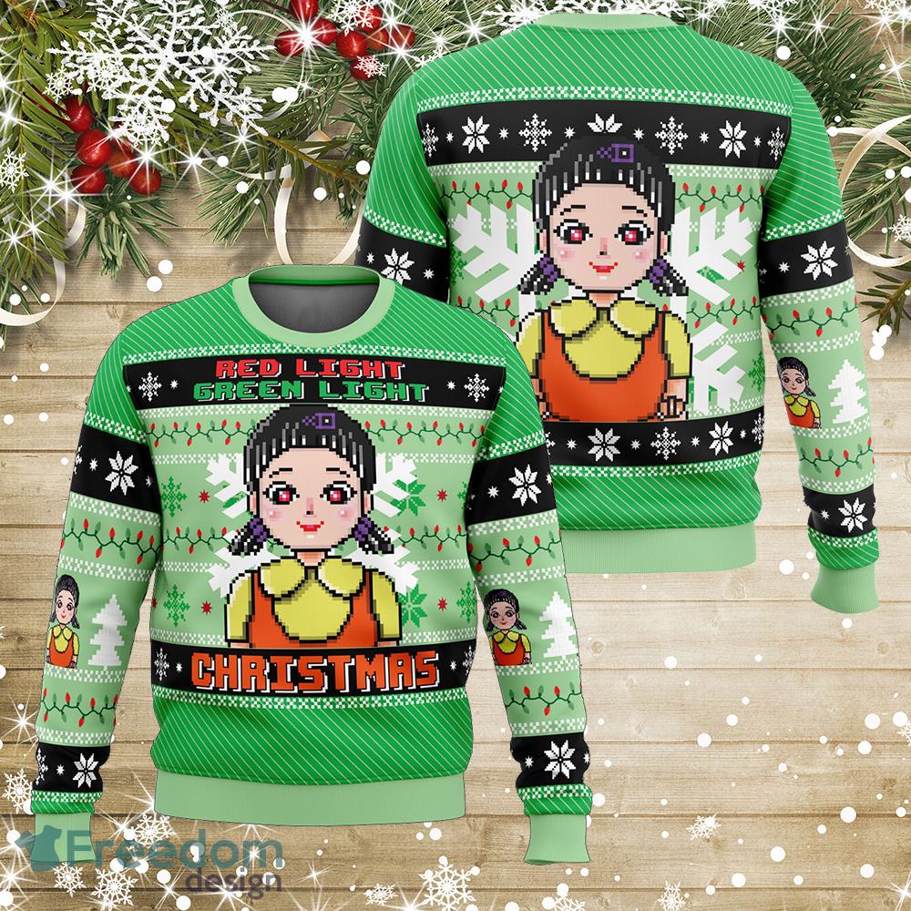 Red & Green Light Squid Game Ugly Christmas Sweater Gift For Adult - Red & Green Light Squid Game Ugly Christmas Sweater Gift For Adult