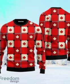 Red Maple Leaf Canada Day Ugly Christmas Sweater For Men And Women