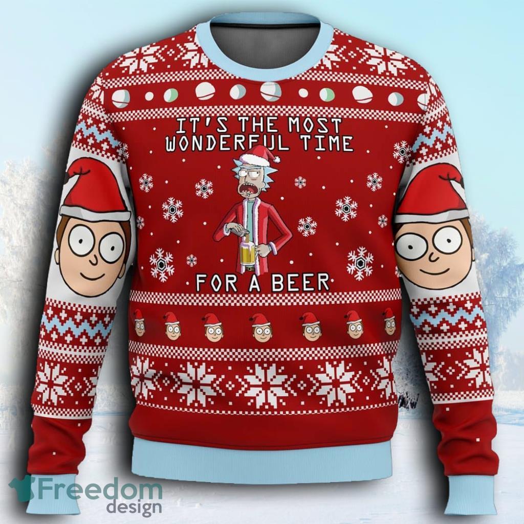 Rick And Morty Time For A Beer Ugly Christmas Sweaters 3D Super Hot image Rick And Morty Time For A Beer Ugly Christmas Sweaters 3D Super Hot Product Photo 1