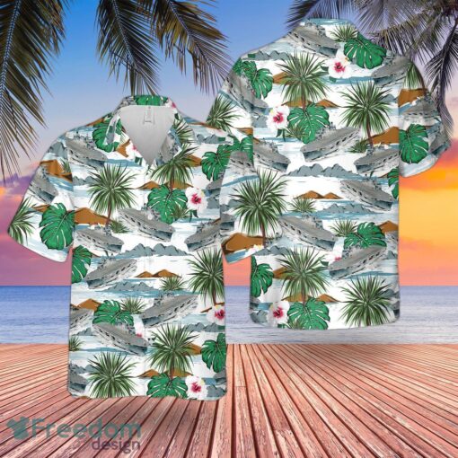 RN HMS Ocean Landing Platform Helicopter Hawaiian Shirt And Shorts Beach Gift Product Photo 1