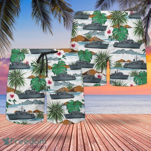 RN Hunt class Mine Countermeasures Vessel Hawaiian Shirt And Shorts Beach Gift Product Photo 2