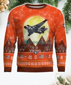 S-3 Viking S3 Aircraft Moonlight 3D Print Orange Color Ugly Christmas Sweater Christmas Gift Product Photo 2