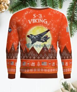 S-3 Viking S3 Aircraft Moonlight 3D Print Orange Color Ugly Christmas Sweater Christmas Gift Product Photo 3