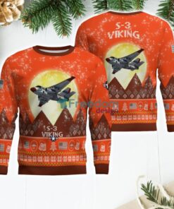 S-3 Viking S3 Aircraft Moonlight 3D Print Orange Color Ugly Christmas Sweater Christmas Gift