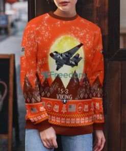 S-3 Viking S3 Aircraft Moonlight 3D Print Orange Color Ugly Christmas Sweater Christmas Gift Product Photo 5