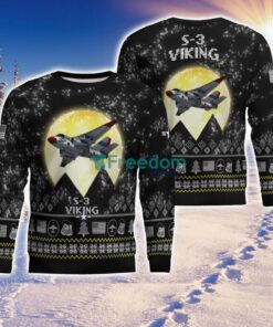 S-3 Viking S3 Aircraft Moonlight Black Ugly Christmas Sweater Veteran Sweater Product Photo 2