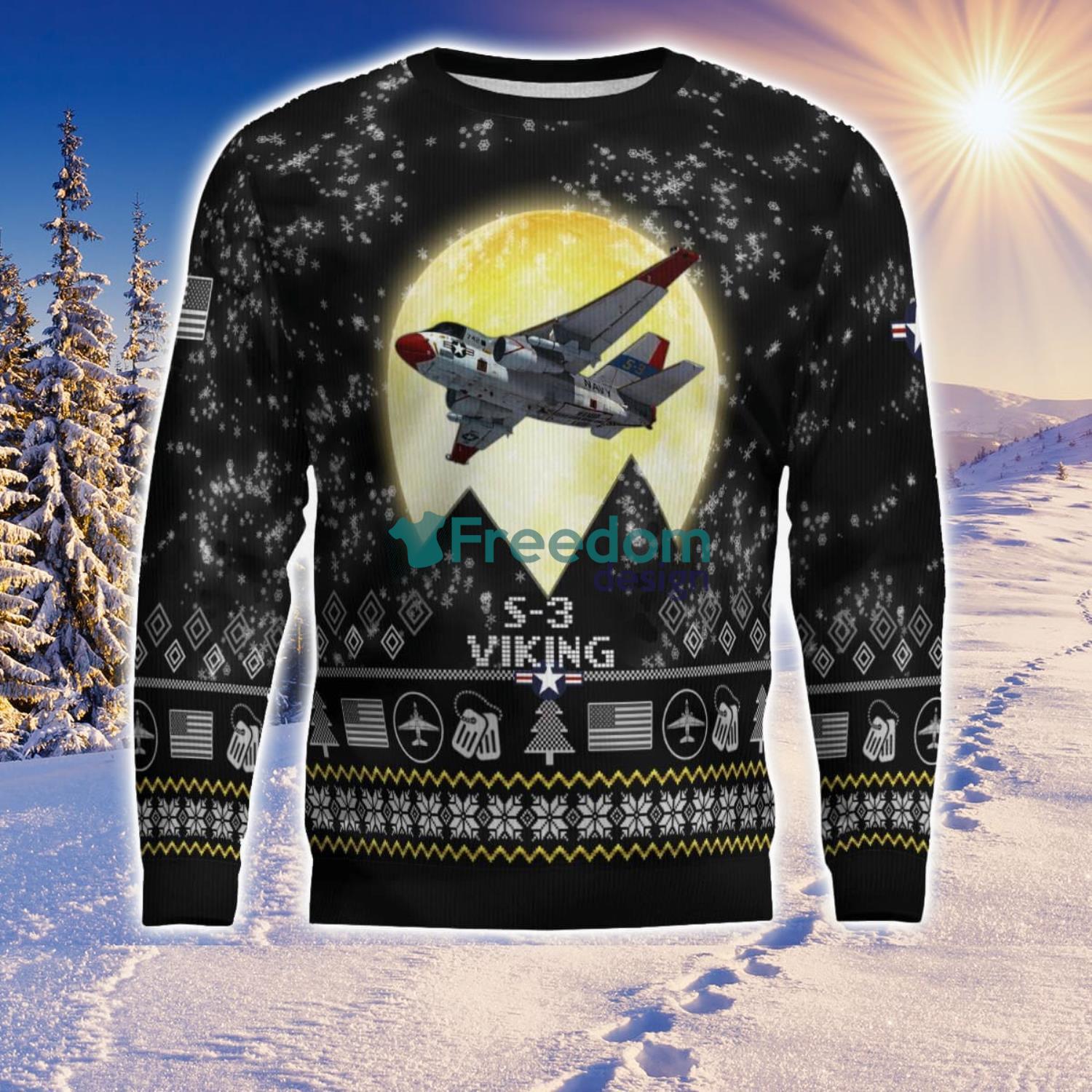S-3 Viking S3 Aircraft Moonlight Black Ugly Christmas Sweater Veteran Sweater S-3 Viking S3 Aircraft Moonlight Black Ugly Christmas Sweater Veteran Sweater Product Photo 3