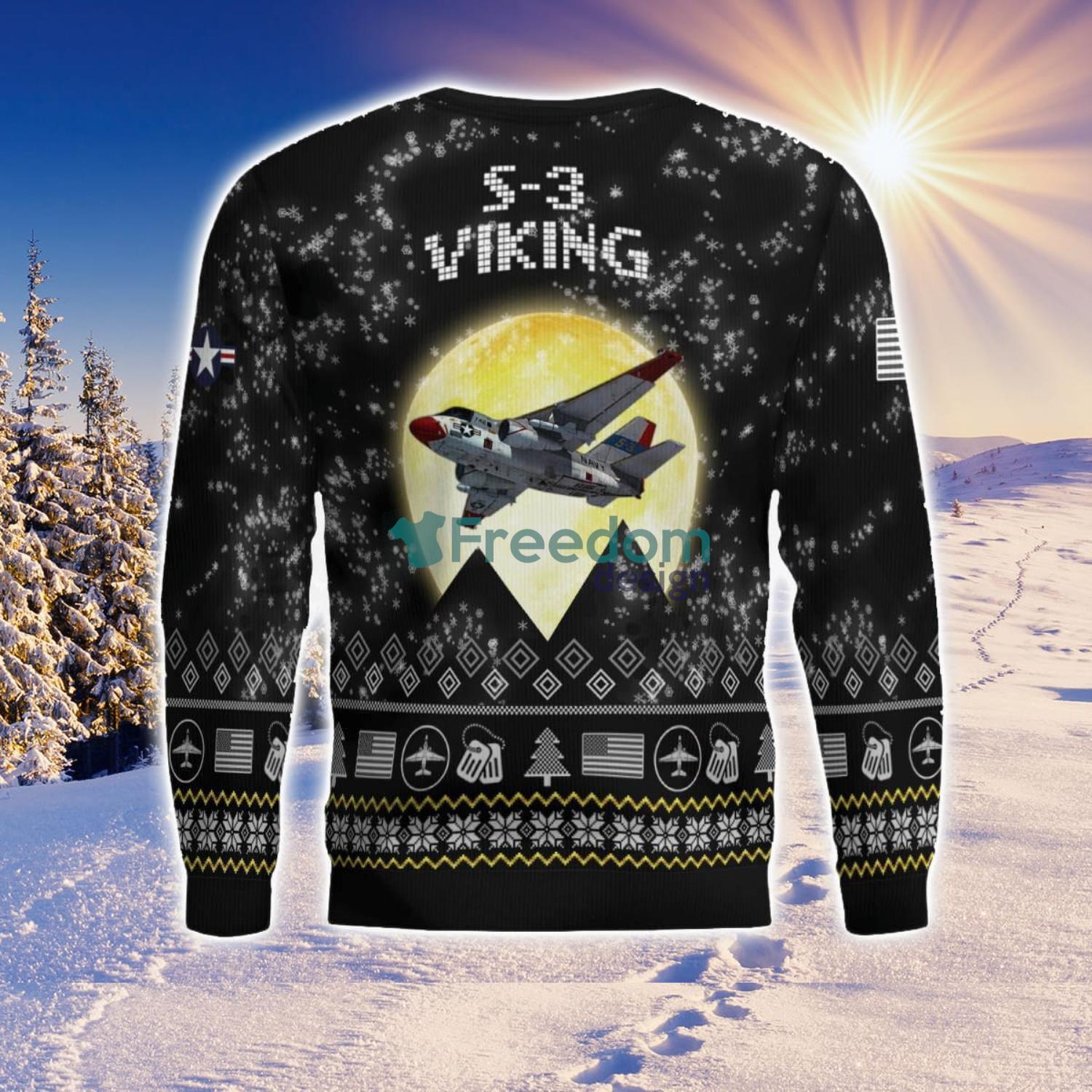 S-3 Viking S3 Aircraft Moonlight Black Ugly Christmas Sweater Veteran Sweater S-3 Viking S3 Aircraft Moonlight Black Ugly Christmas Sweater Veteran Sweater Product Photo 4