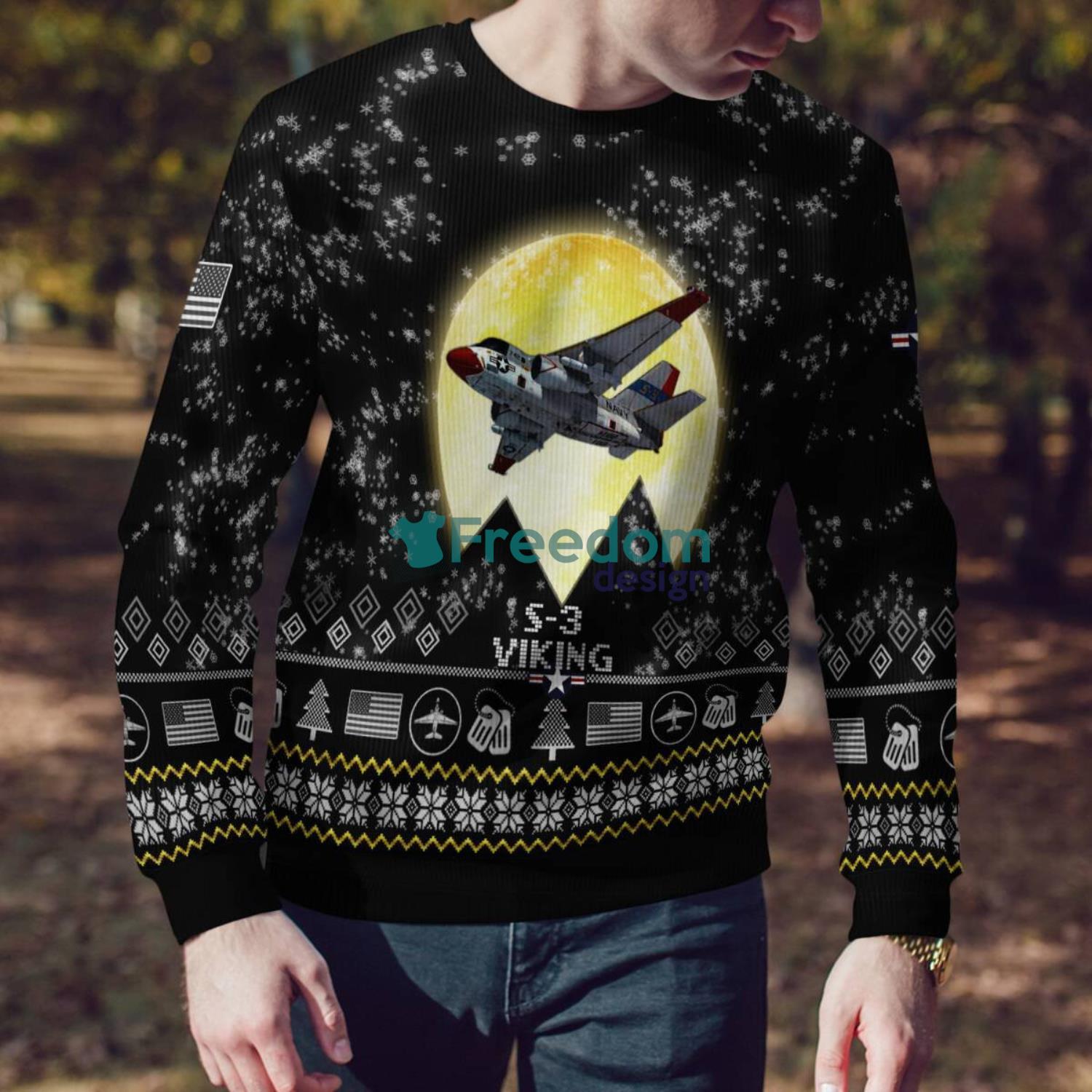 S-3 Viking S3 Aircraft Moonlight Black Ugly Christmas Sweater Veteran Sweater S-3 Viking S3 Aircraft Moonlight Black Ugly Christmas Sweater Veteran Sweater Product Photo 5