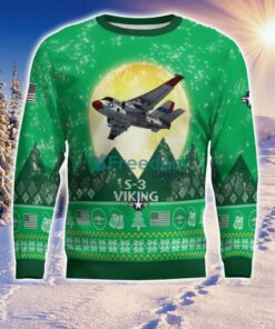 S-3 Viking S3 Aircraft Moonlight Green Color 3D Ugly Christmas Sweater Product Photo 2