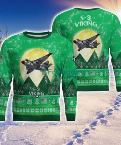 S-3 Viking S3 Aircraft Moonlight Green Color 3D Ugly Christmas Sweater